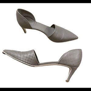 Vince Aurelian Perforated Leather D'orsay Heel Gray 10